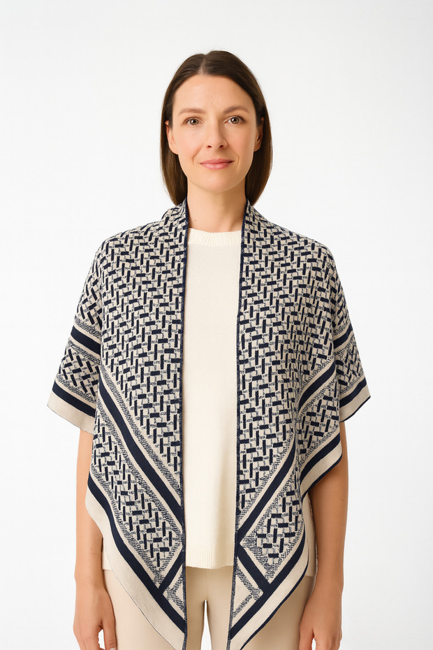 Desenli Triko Üçgen Şal - 3