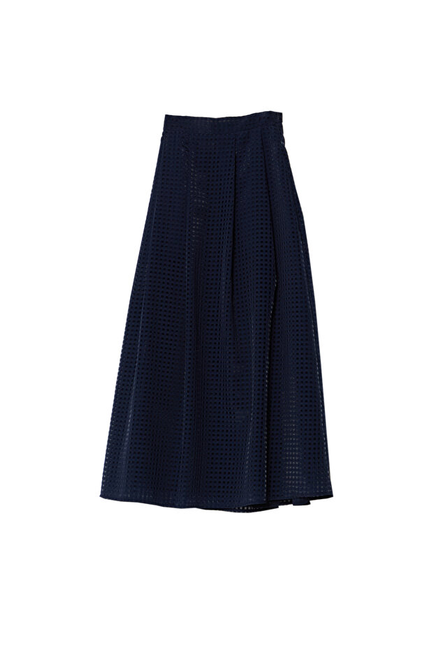 Organze Lacivert Çift Pile Etek - 6