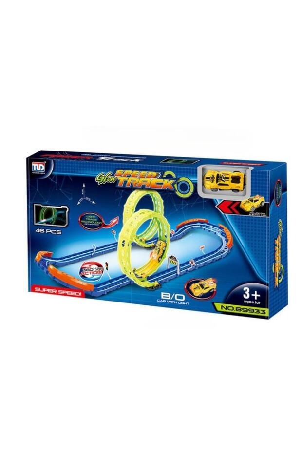 Glow Speed Track Race Track Set – 46 Pieces – Double Loop Light-Up, Fast Racing Car Play - 5