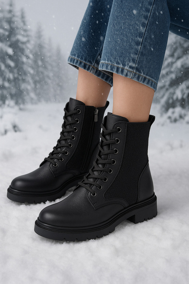 Loraliania Women's Lace-Up Zippered Casual Boots 0012010 Skin