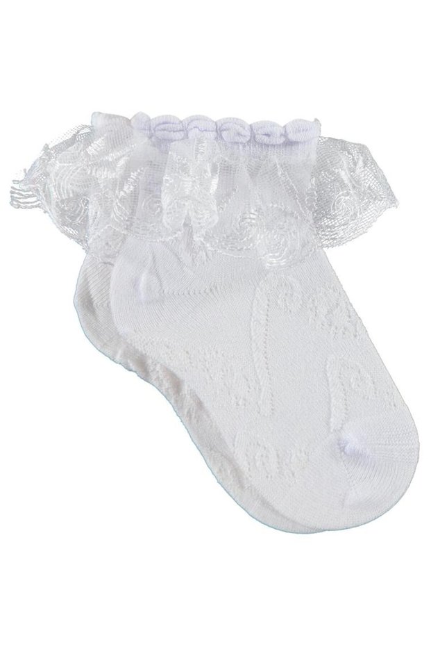 Civil Girls' Lace Accessories Bamboo Socks | School Nursery and Daily Use - White