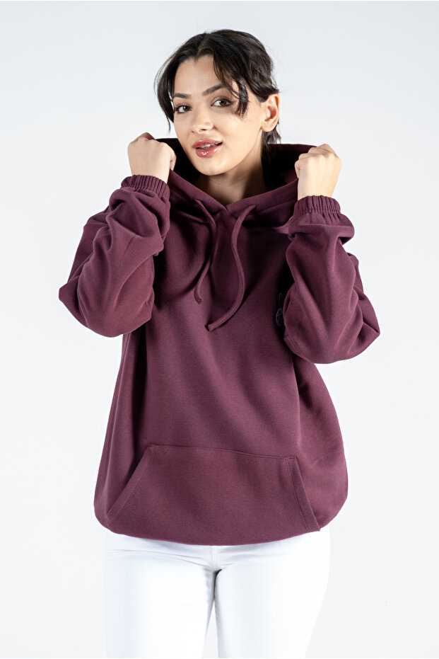 Women's Cotton Hooded Sweatshirt - Stylish and Simple Design / Different Color Choices