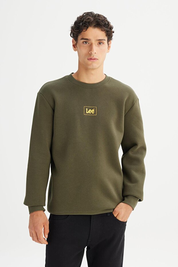 Bisiklet Yaka Sweatshirt Khaki - 1
