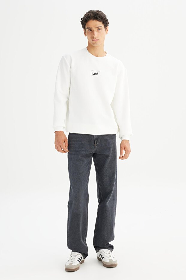 Bisiklet Yaka Sweatshirt Off White - 3