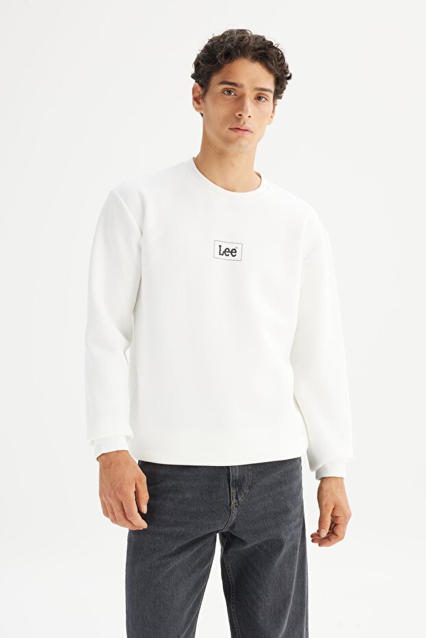 Bisiklet Yaka Sweatshirt Off White - 1