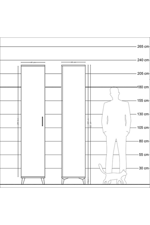 Hyperion Dolap 3 Raflı Tek Kapaklı 44x44x221 Çam-Aytaşı - 6