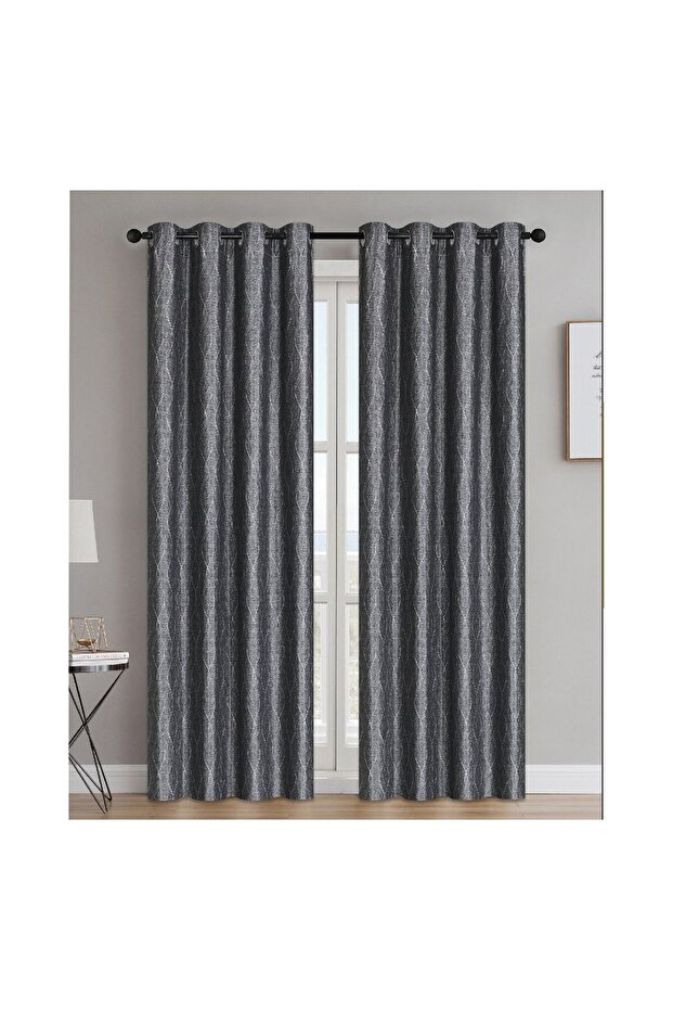 Jaquard Steel Window Curtain, 140 x 260 cm