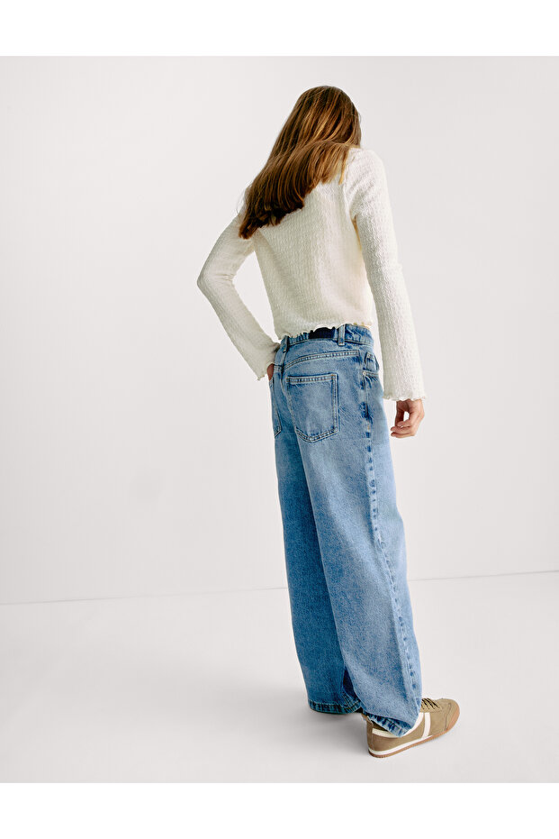 Geniş Paça Denim Pantolon - 3