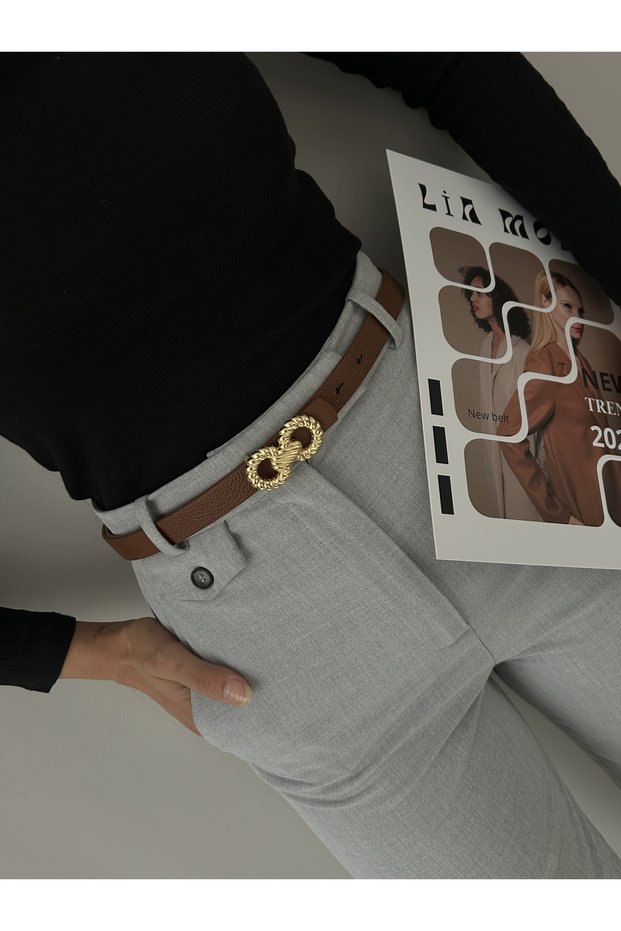 Burgu Halat Accessory Gold Buckle Women's Belt, Daily Belt, Jacket Belt, Pants Belt