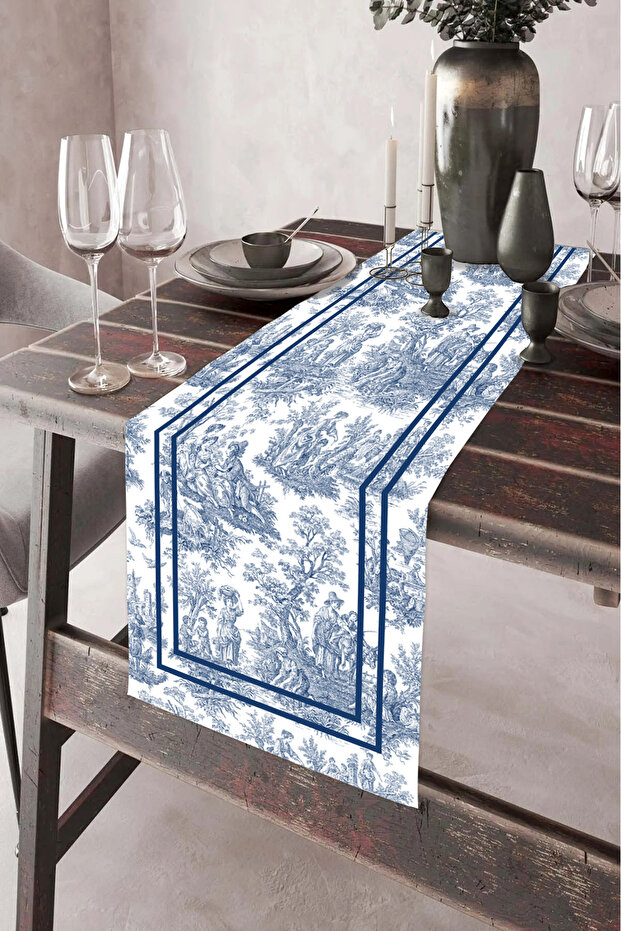 40X140 cm French Country Pattern Runner Stain Resistant Printed Thai Feather Fabric Tablecloth Decorative