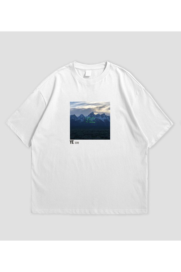 Kanye West Album Printed White Oversize T-Shirt Unisex 100% Cotton Crew Neck T-Shirt