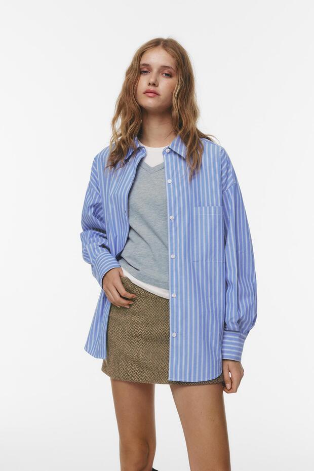 Çizgili oversize gömlek - 4