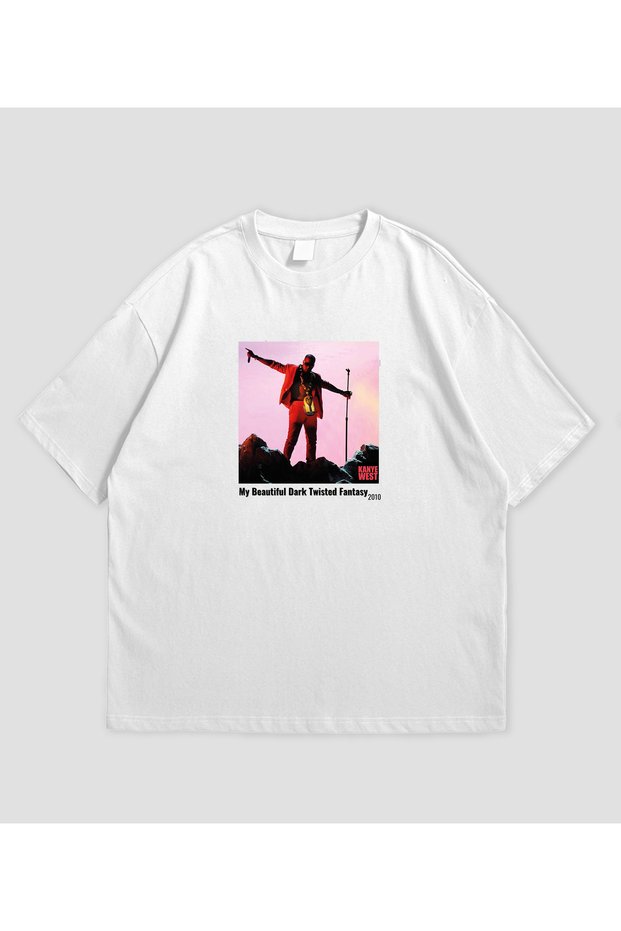 Kanye West Album Printed White Oversize T-Shirt Unisex Short Sleeve Streetwear T-Shirt