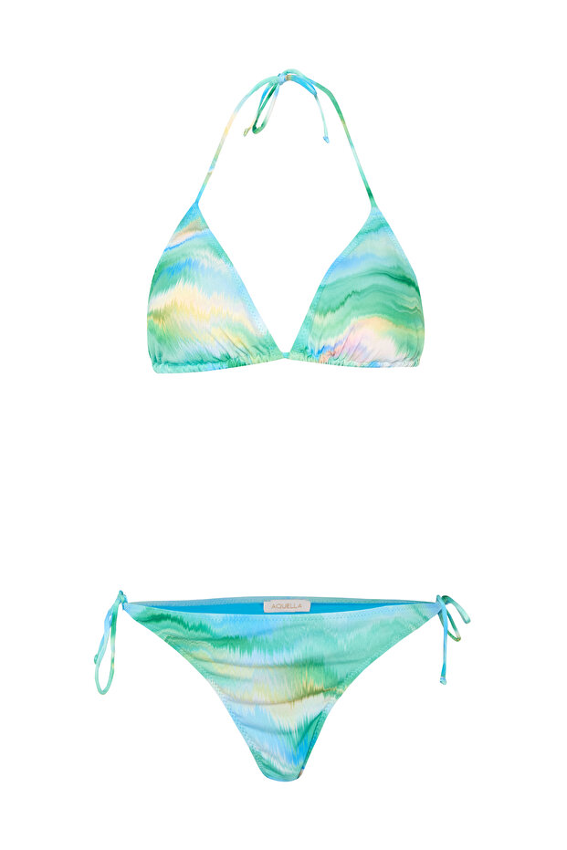 Patterned Triangle Bikini - 1