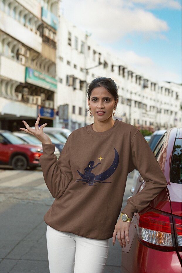Ay Kiz Colorful Printed Crew Neck Sweatshirt