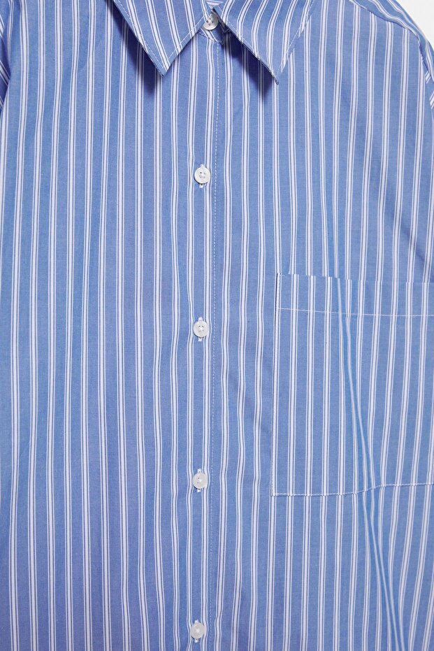 Çizgili oversize gömlek - 8