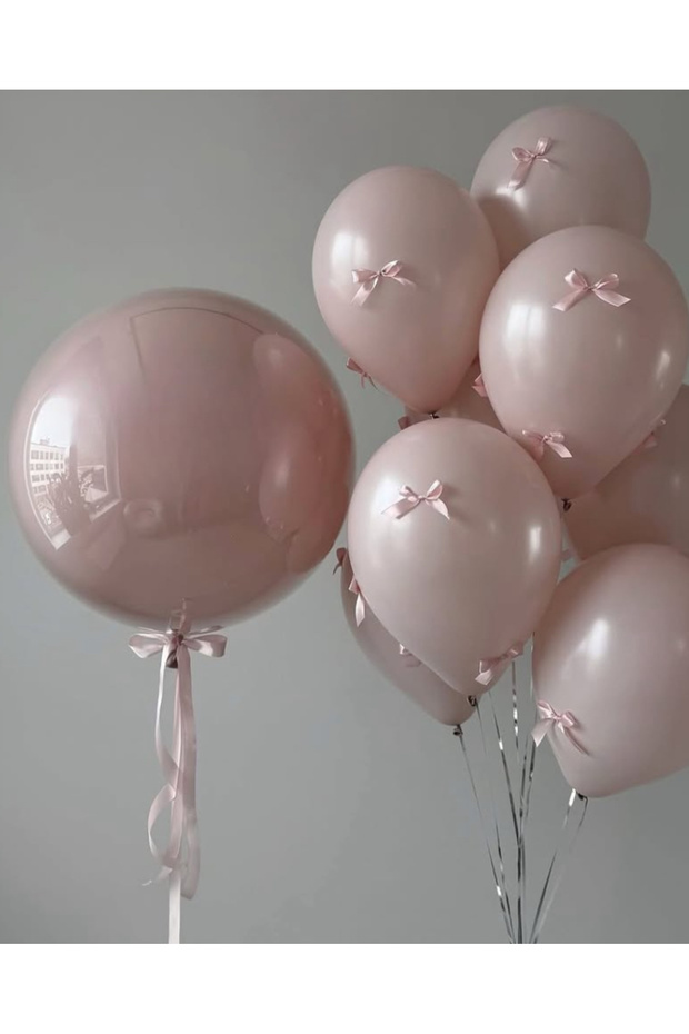Pink Blush Balloon Set of 11 with Bows