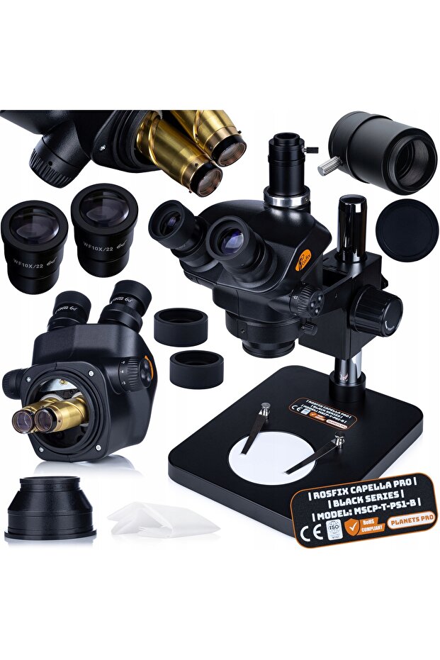 Capella Pro MSCP-T-PS1-B – Trinocular Microscope 7–45x | 0.7–5x C-Mount zoom - 2