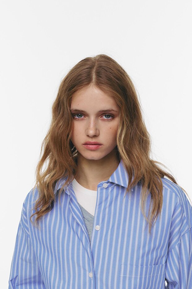 Çizgili oversize gömlek - 6