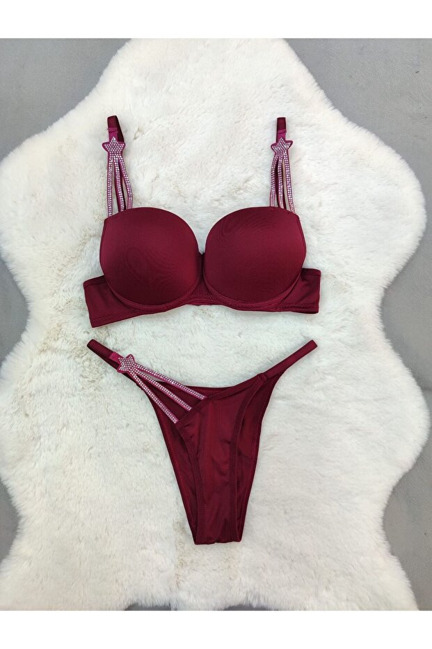 New Season Stone-Embellished Yidiz Detail-Embellished Stylishly Designed Bra Set That Will Make a Statement in the Season