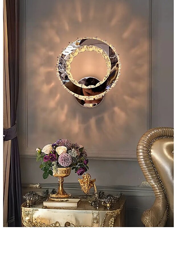 Bestof Taşlı Modern Led Aplik Kumandasız Krom - 1