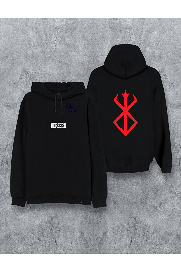 Berserk Printed Black Hooded Sweatshirt Hoodie