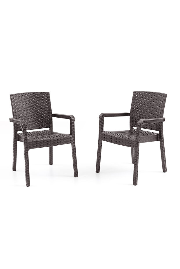 King 2'li Rattan Sandalye Kahve - 2