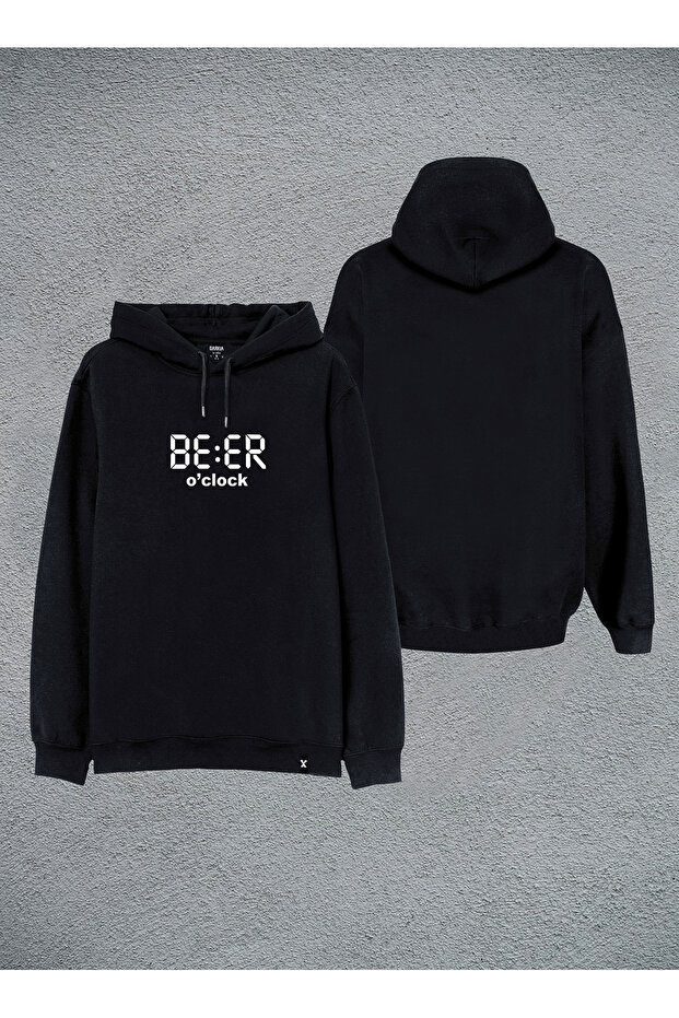 Beer Bira Printed Black Hooded Hoodie Sweatshirt Hoodie
