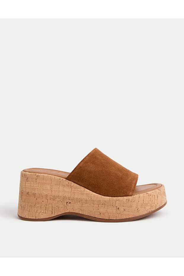 Süet, Platform Topuklu Terlik - 1