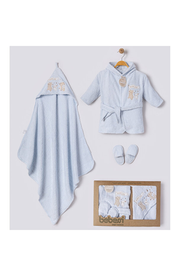0-12 Months Baby Boys to Play Embroidered Bathrobe Set 100% Cotton