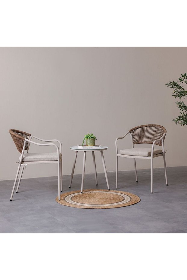 Vitara 2+1 Balcony Set | All Weather 3-Piece Bistro Set with Coffee Table | Modern Outdoor Furniture