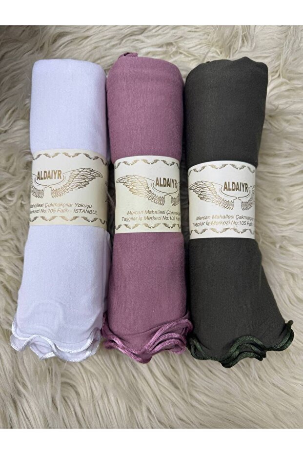 3 قطع من الشالات القطنية الممشطة مع أربطة - 1