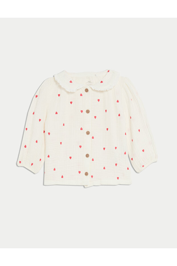 2 Parça Pamuklu Kalp İşlemeli Alt-Üst Takım (0-3 Yaş) - 3