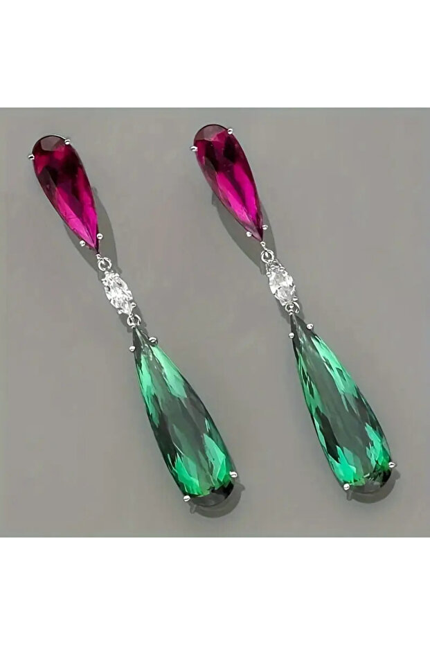 Colorful Stone Design Long Earrings