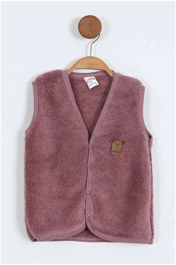 Baby Plush Vest with Teddy Bear Emblem on the Front with Velcro Fasteners