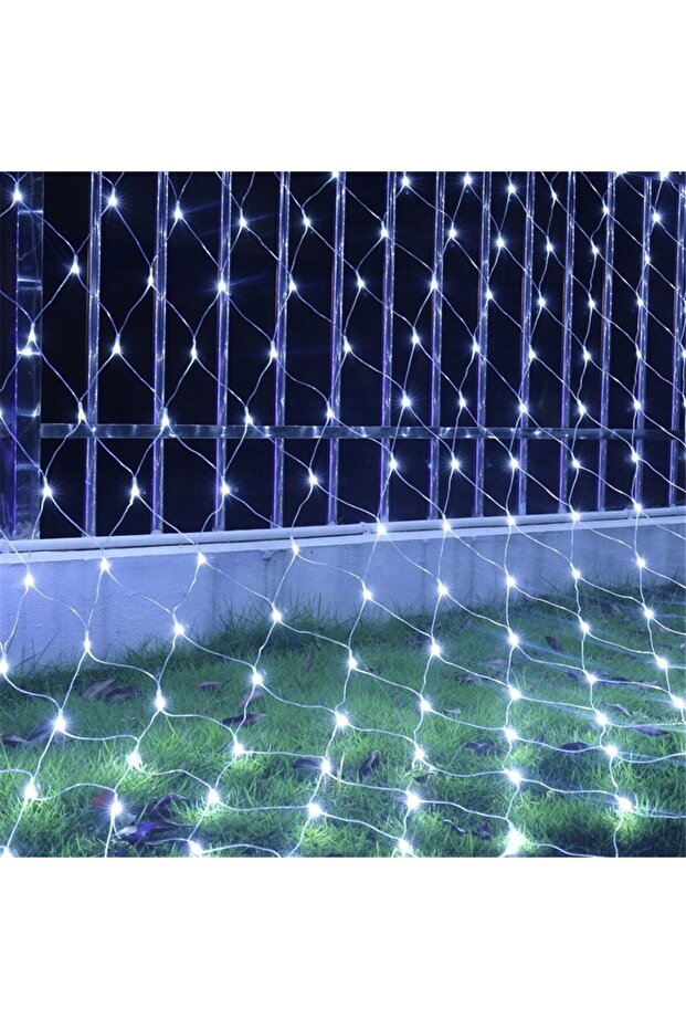 Christmas Light Net, 3m x 3m, 320 LEDs, Cool White, 8 Light Modes, Remote-Controlled Transformer, In - 4