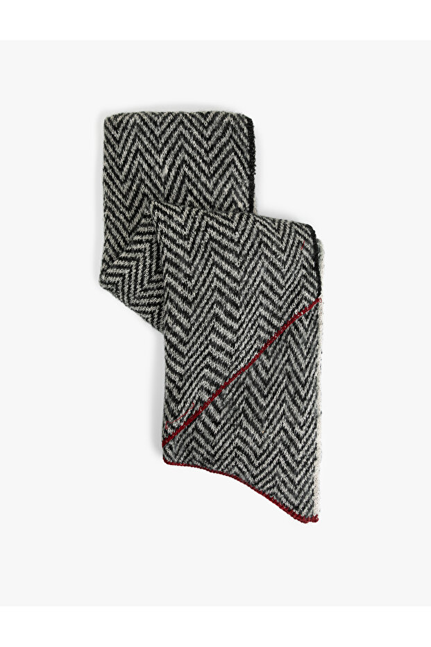 Herringbone Patterned Long Scarf - 1