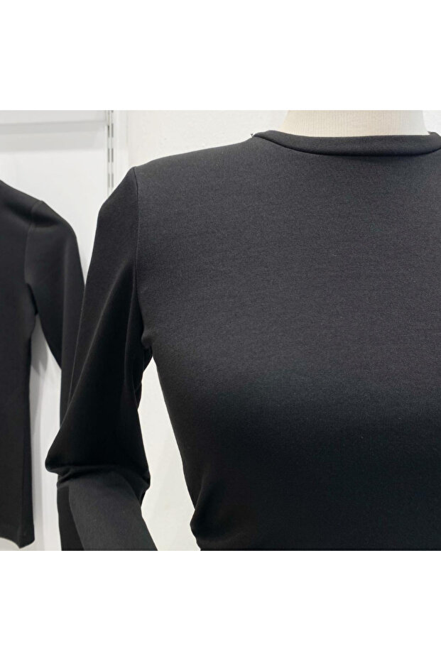 Siyah Basic Penye Bluz - 4