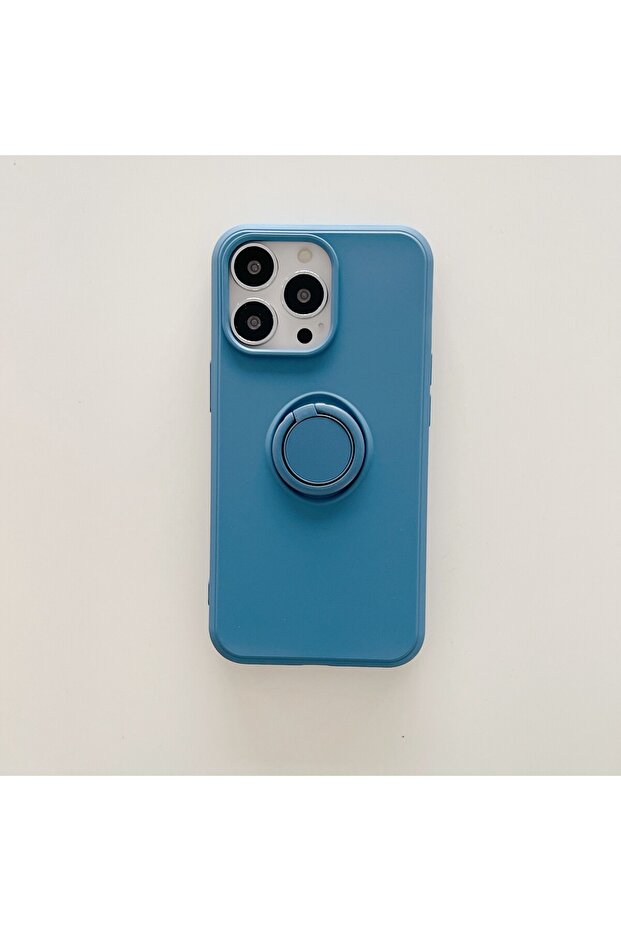 Protective case compatible with Apple iPhone 13 Pro Max Liquid Silicone Ring Blue - 2