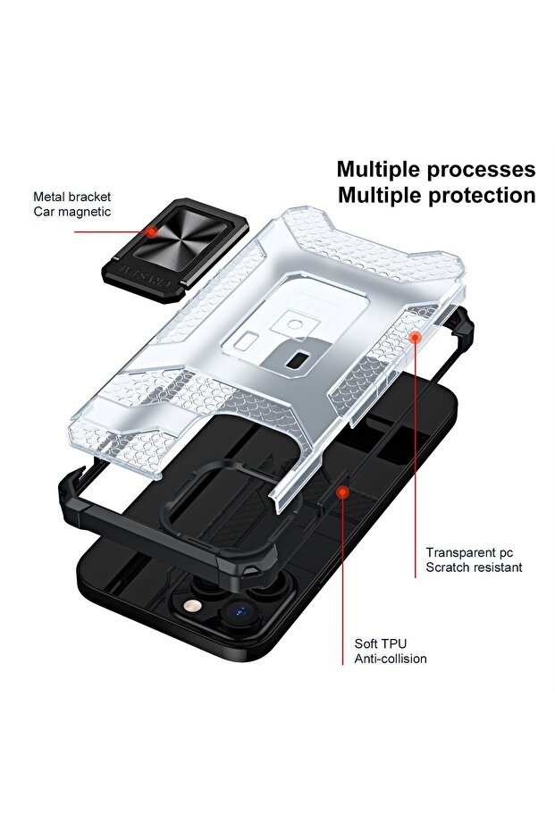 Protective Case for Apple iPhone 13 Pro Acrylic Armor with Stand Black - 2