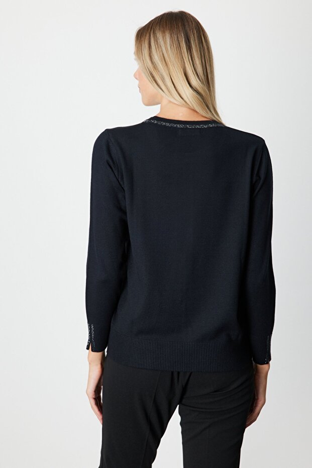 Taş İşlemeli Triko Kazak - 4