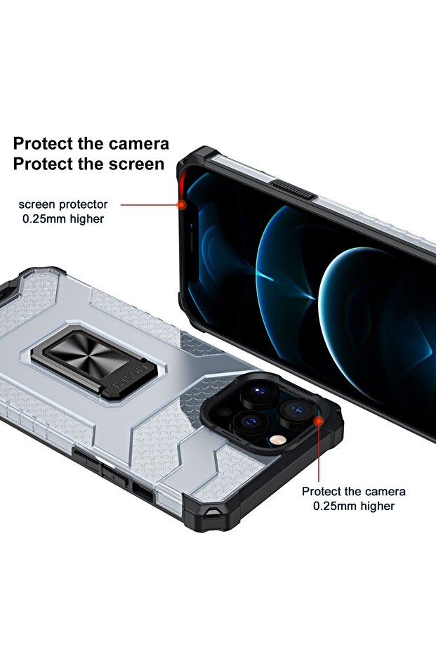 Protective Case for Apple iPhone 13 Pro Acrylic Armor with Stand Black - 6