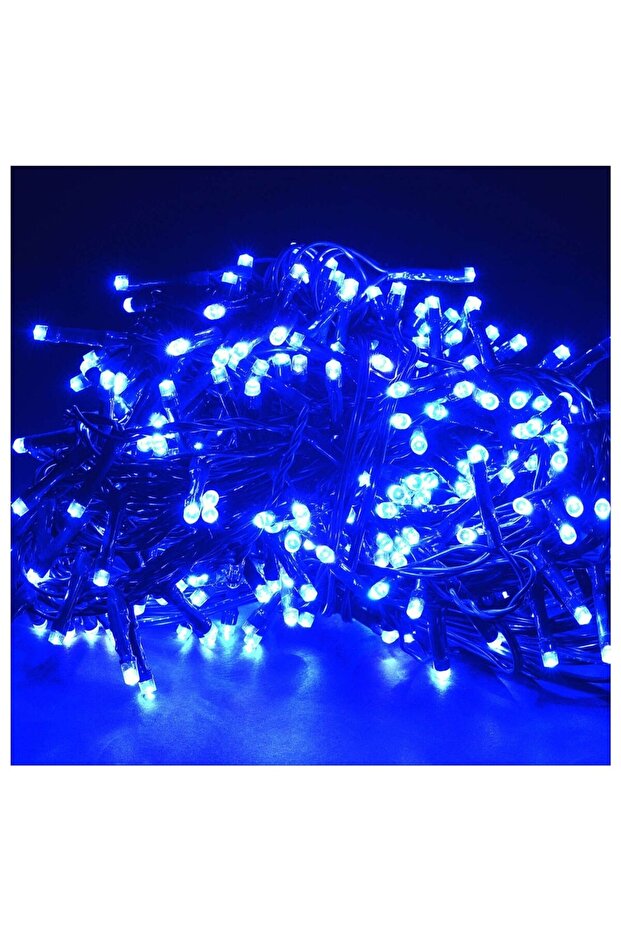 Lumini de Crăciun, 35 m, 1001 LED-uri, franjuri, albastre, intermitent, transformator de la distanță, interconectabile, extensie 3 m - 8