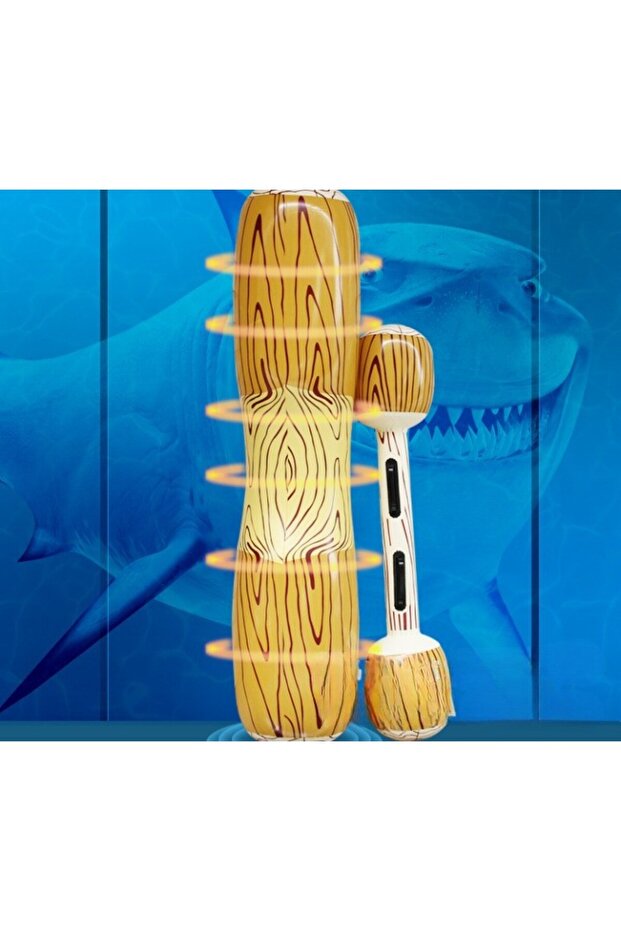 Inflatable log-shaped swimming float with inflatable paddle, Pool game, - 3