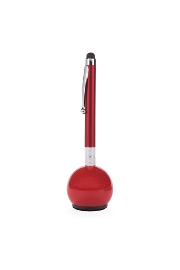 Stylus compatible with touch screen devices, with pen tip and included support, Red - 1