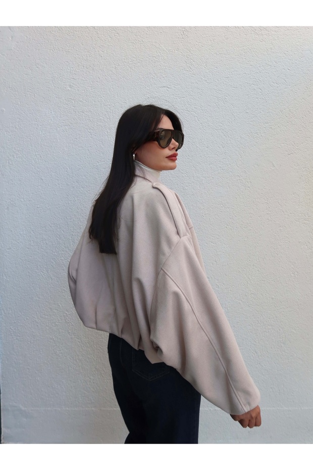 Apoletli Süet Bomber Ceket - 5