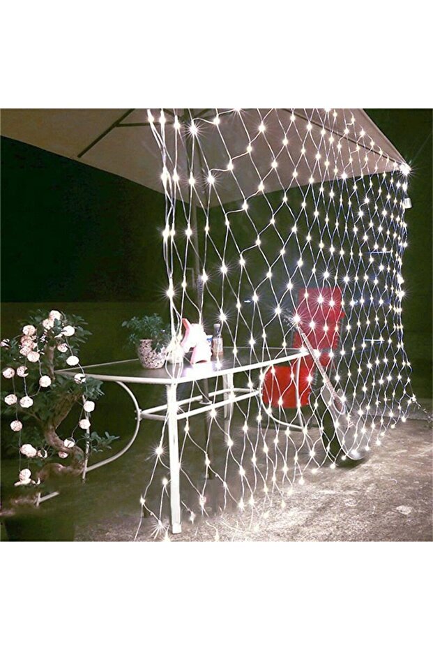Christmas Net Lights, 14m x 2m, 1120 LEDs, Cold White, 8 Lighting Modes, Transformer, Extendable, 3m - 4