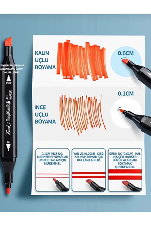 48'li Çift Uçlu Marker Kalem Seti Çanta Set Double Art Marker - 3