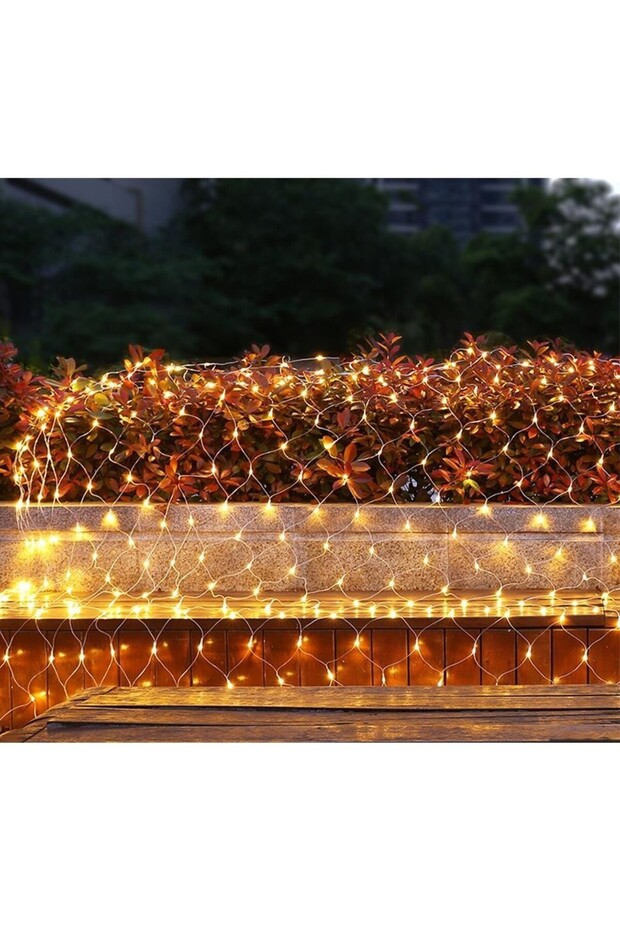 Christmas Net Lighting, IP 44, 20 x 1 m, 880 LEDs, Warm White, 8 Light Modes, No Remote Transformer, - 4