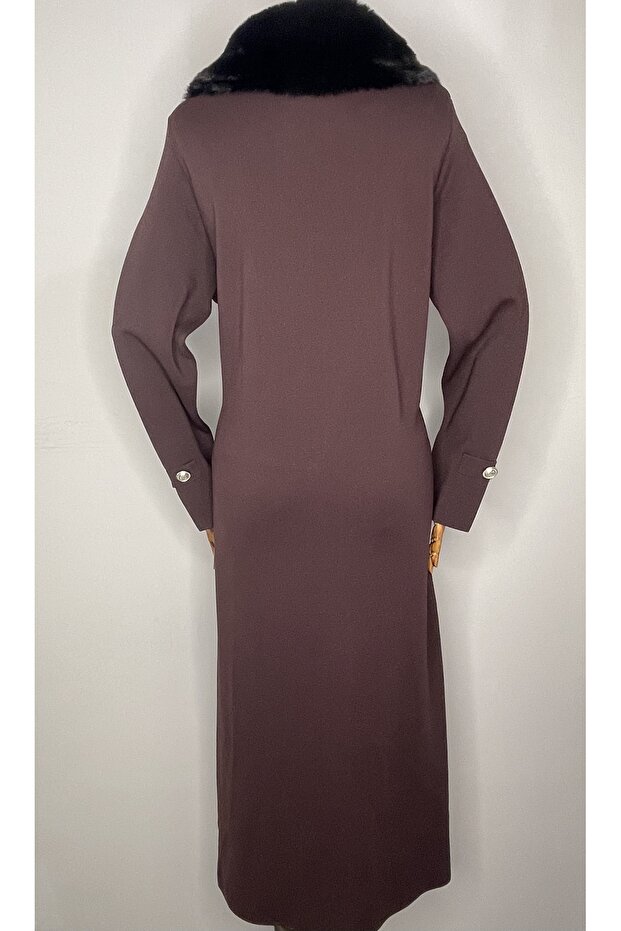 KÜRK YAKA TRİKO MANTO - 2